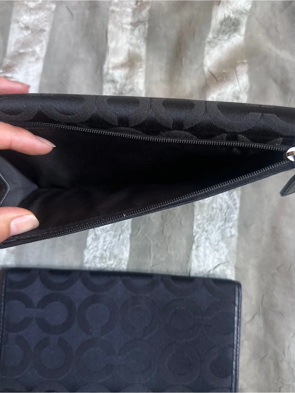 Y2K Coach Black Signature Canvas Wallet Set with Silver-Tone Hardware